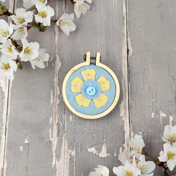 A Hand Embroidered Blossom Brooch