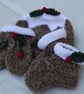Hand Knitted Christmas Pudding Hat, Mitts and Booties - Image 1