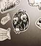 Lily of the Valley Skull Hand Printed Sticker - Image 5