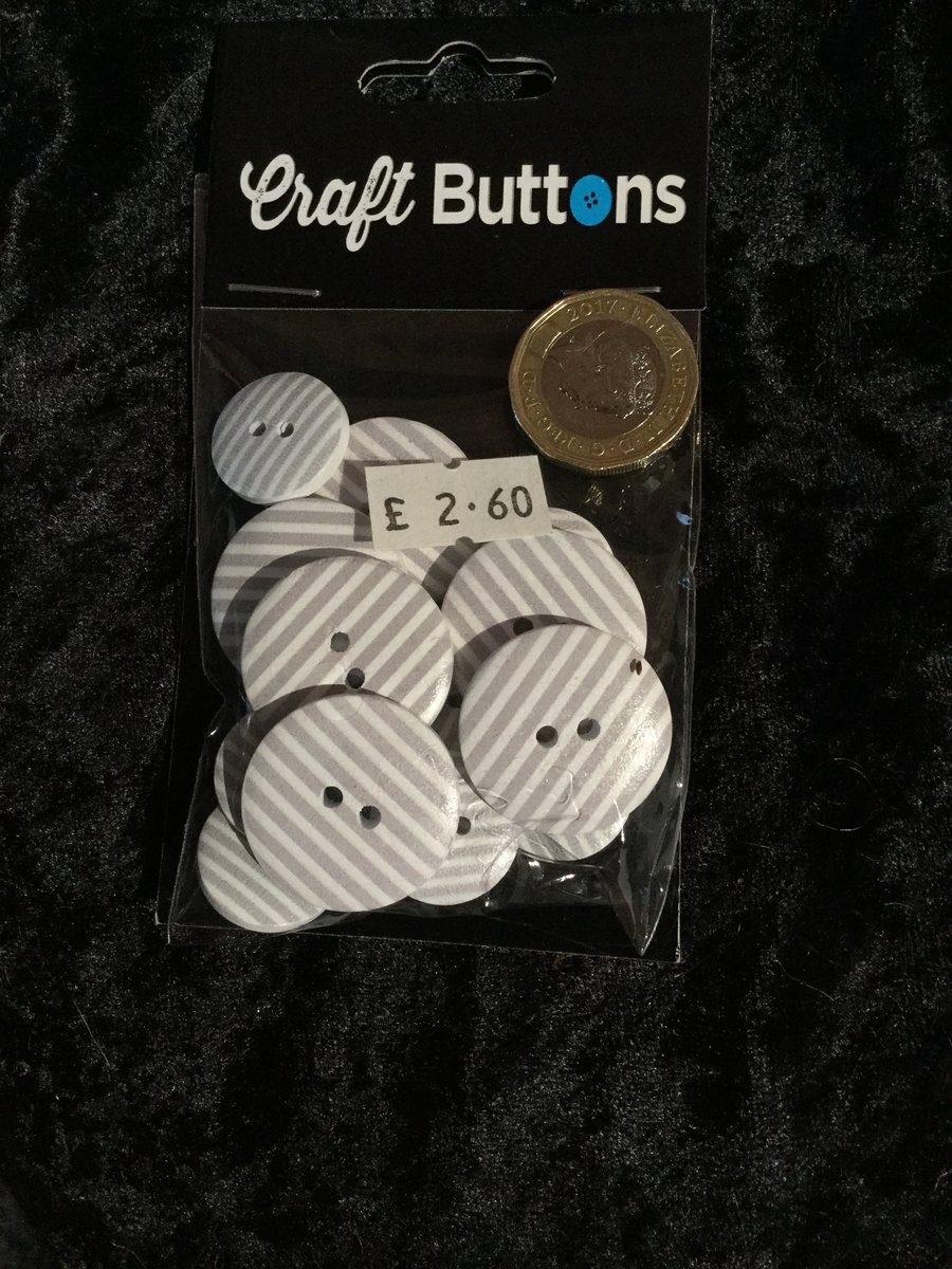 Craft Buttons Light Grey and White Stripes (N.42)