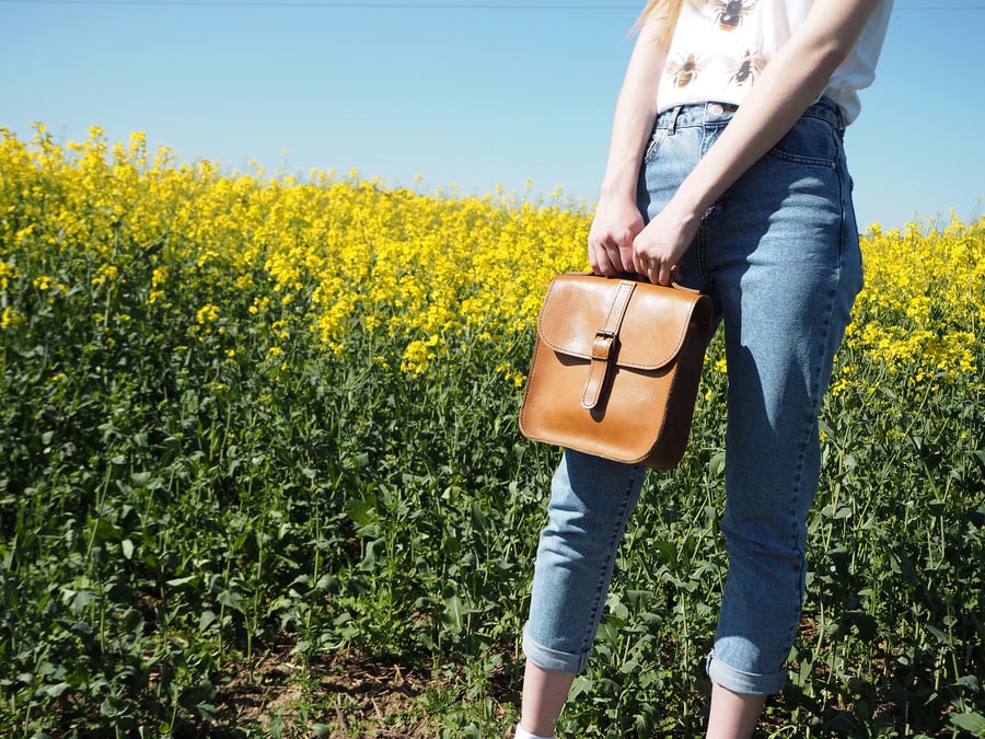 Leather Brown Messanger Bag Hand Stitched Cross Body Bag 