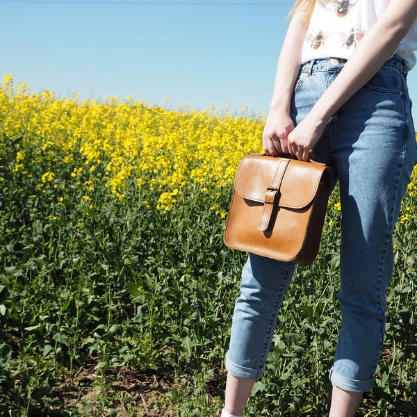 Leather Brown Messanger Bag Hand Stitched Cross Body Bag 