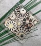Handmade Fused Glass Flowers on Silver Drinks Coaster - Glass Tile Table Mat - Image 10