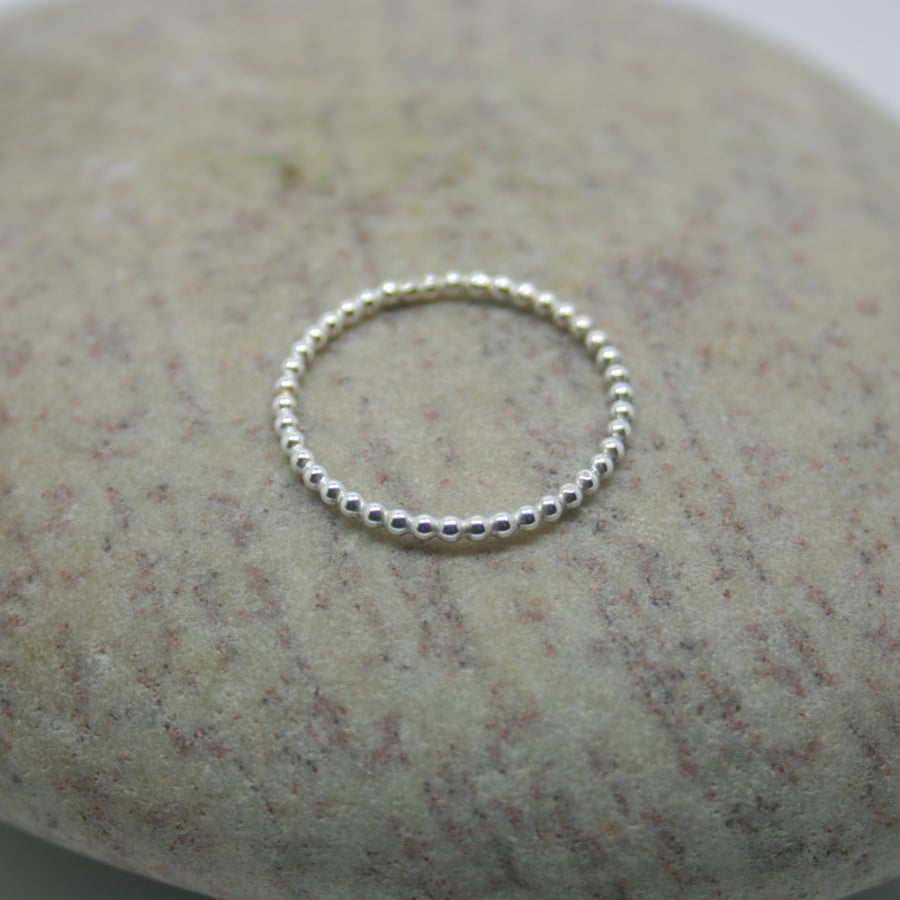 Sterling Silver ball ring size O half