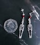 Silver Plate Metal Skeleton Stud Earring, Gothic Earrings - Image 2