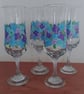 Upcycled Handpainted Set of 4 Vintage Champagne Flutes