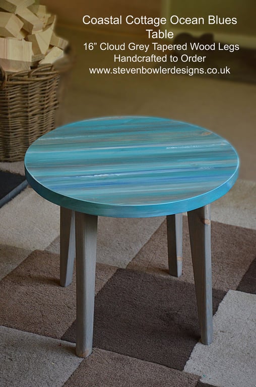 50 cm Round Coffee Sofa Side Table Hand painted Sea Breeze Colour Scheme 