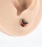 Titanium posts Mothman stud earrings - Black glitter Acrylic hypoallergenic  - Image 2