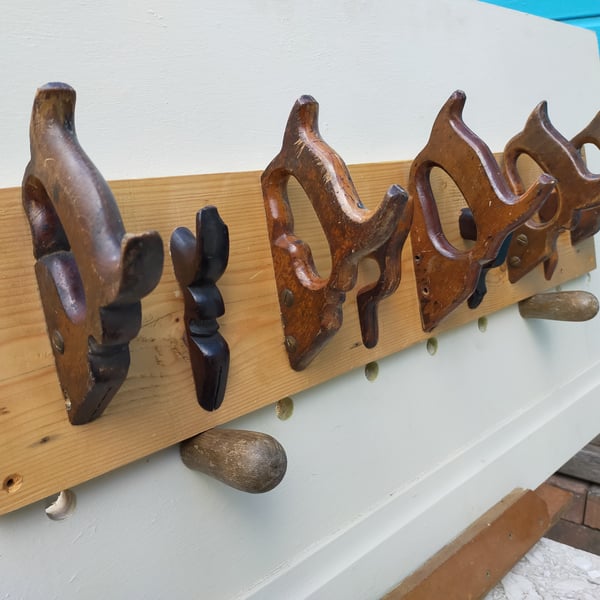 Large Vintage Saw Handle Coat Rack