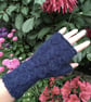 Alpaca Wrist Warmers Fingerless Gloves Blue - Image 1