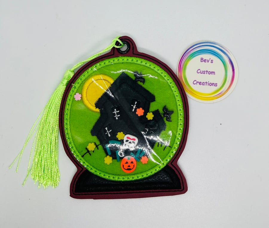 Haunted house shaker, Embroidered Bookmark,  