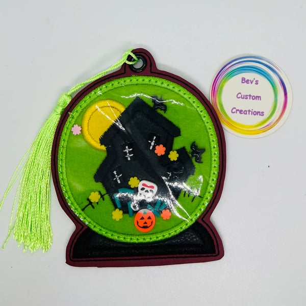 Haunted house shaker, Embroidered Bookmark,  
