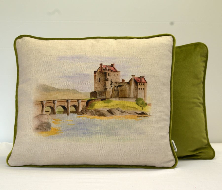 Eileen Donan castle 18"x 14" cushion.