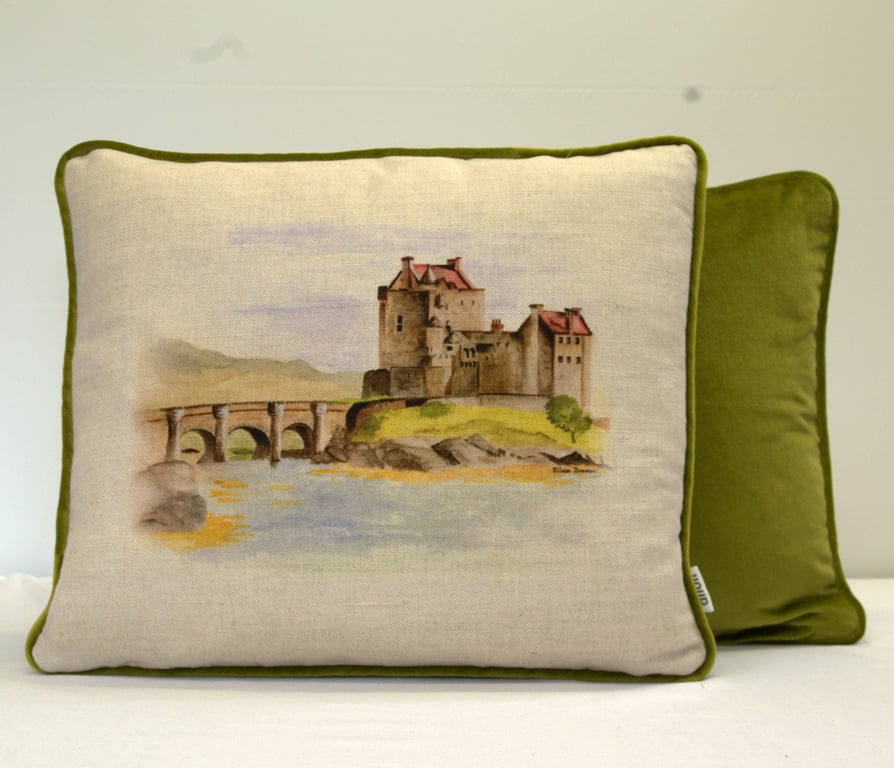 Eileen Donan castle 18"x 14" cushion.