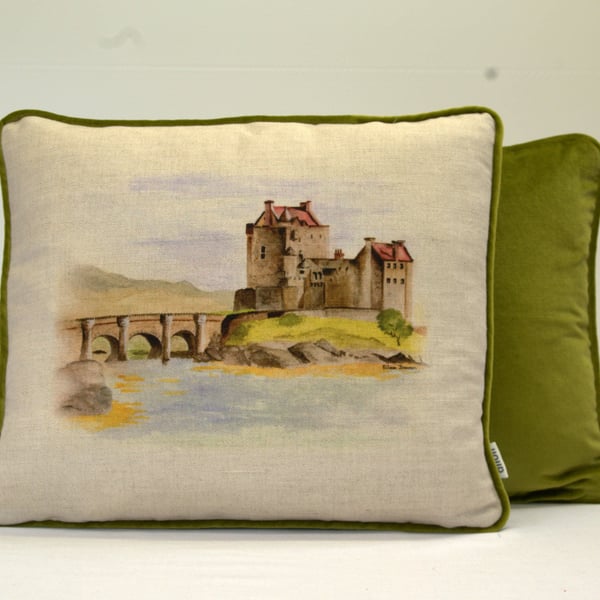 Eileen Donan castle 18"x 14" cushion.