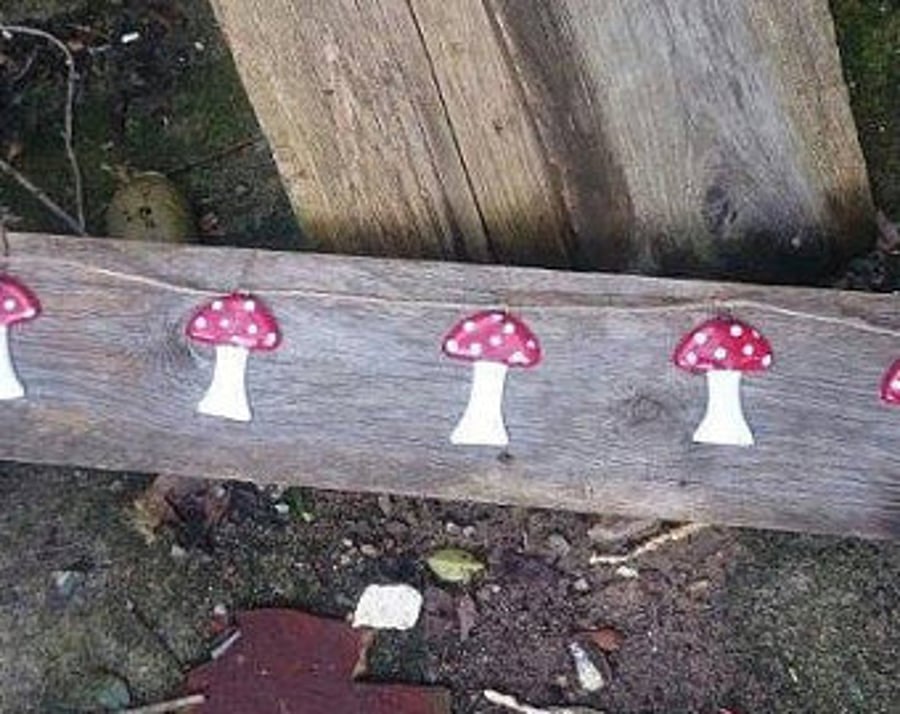 Fused Glass Toadstool Bunting