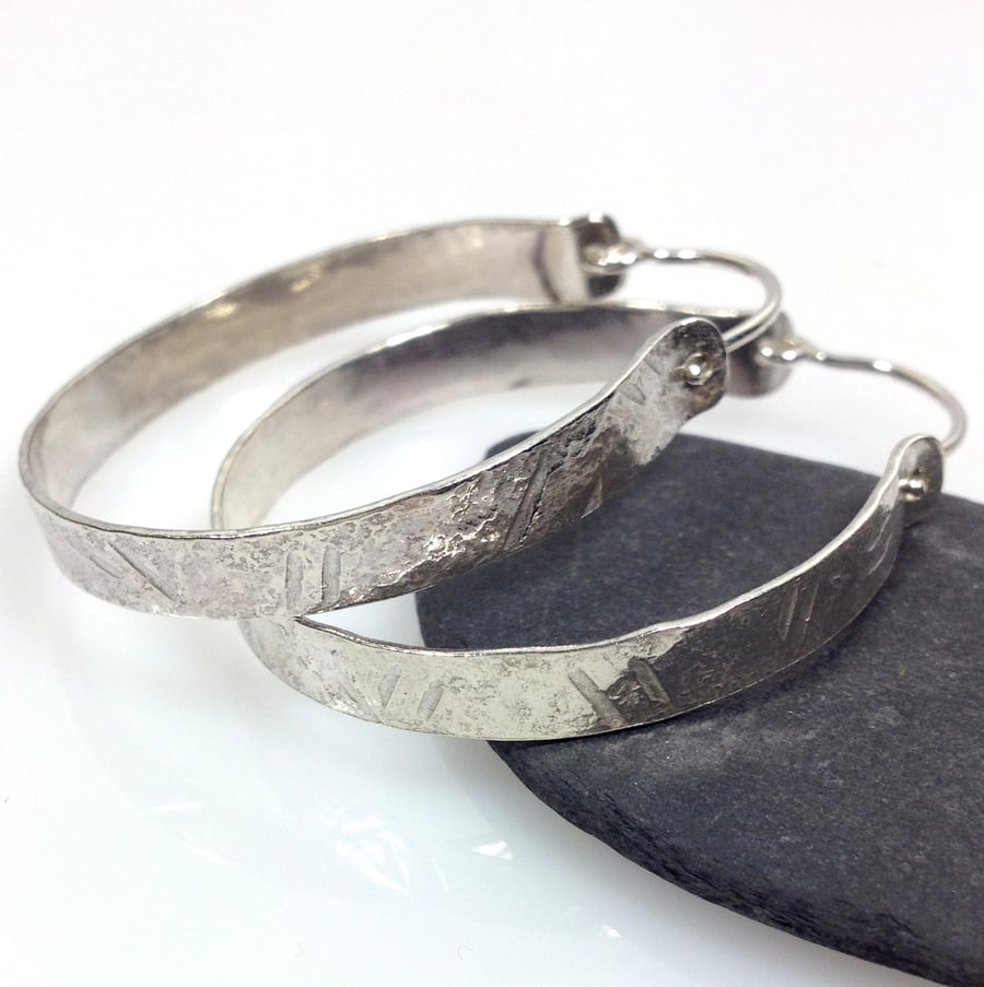 Sterling silver large hoop earrings