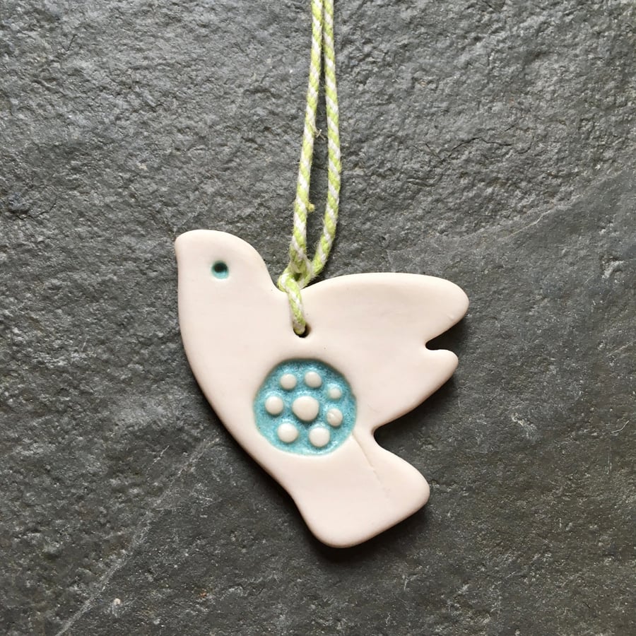 Scandi Porcelain peace, hygge dove, white, aqua, decoration, The Jewellery Boat