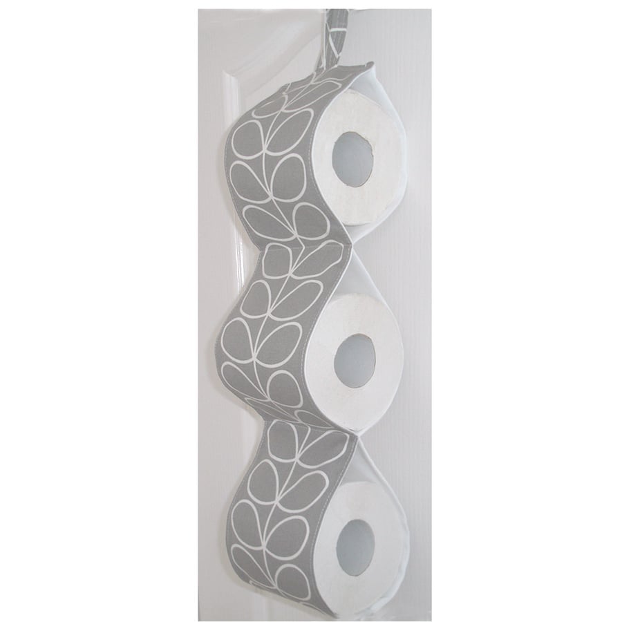 Toilet Roll Holder 3 Loo Roll Hanging Three Rolls Storage Light Grey Stem Leaf