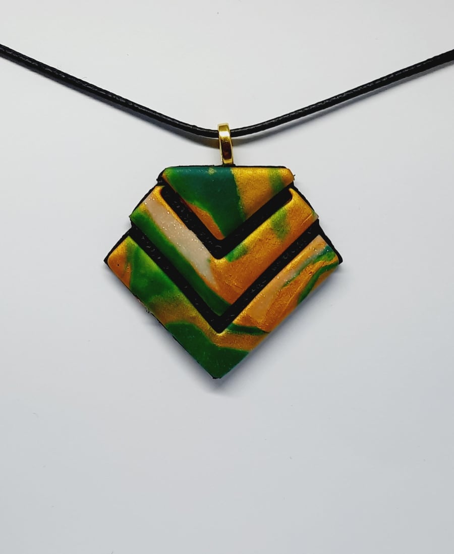 Polymer clay textured pendant 
