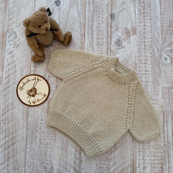 25% OFF Sample Sale Handknitted Vintage Short Sleeved Baby Jumper - 3-6 months.