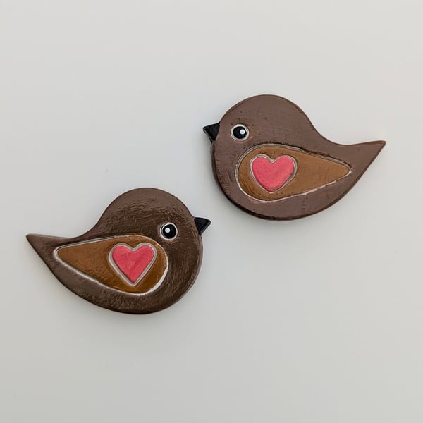 Clay bird fridge magnets, kitchen gift for a bird lover