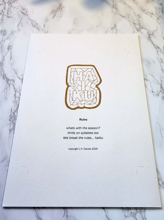 Haiku Poetry Art Print - 'Rules' Limited Edition