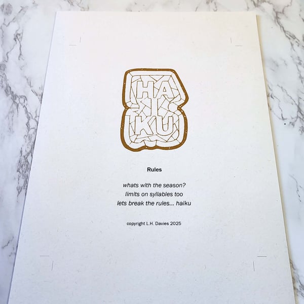 Haiku Poetry Art Print - 'Rules' Limited Edition