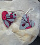 Upcycled biscuit tin heart earrings with sterling silver ear wires