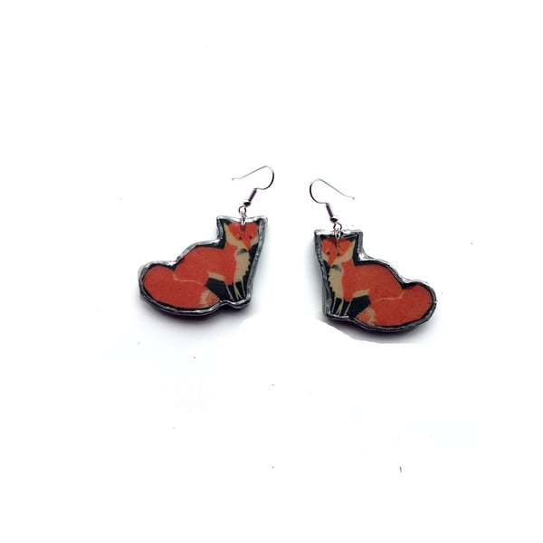 Whimsical wonderful woodland Fox Resin Earrings by EllyMental