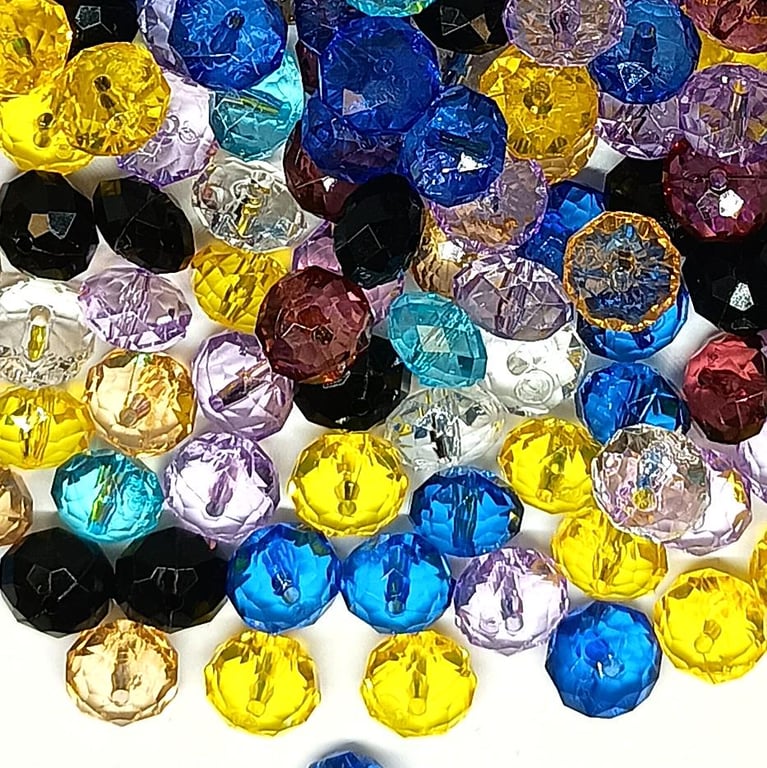 10mm Flat Round Multicoloured Acrylic Beads, 100pcs, DIY Jewellery Making