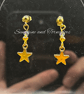 Handmade Gold Star & Czech Crystal Drop Earrings, Hypoallergenic Ear Wires.