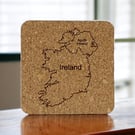 Premium Cork Coasters Set (4)  Exquisite Farmhouse Decor with Ireland Map Design