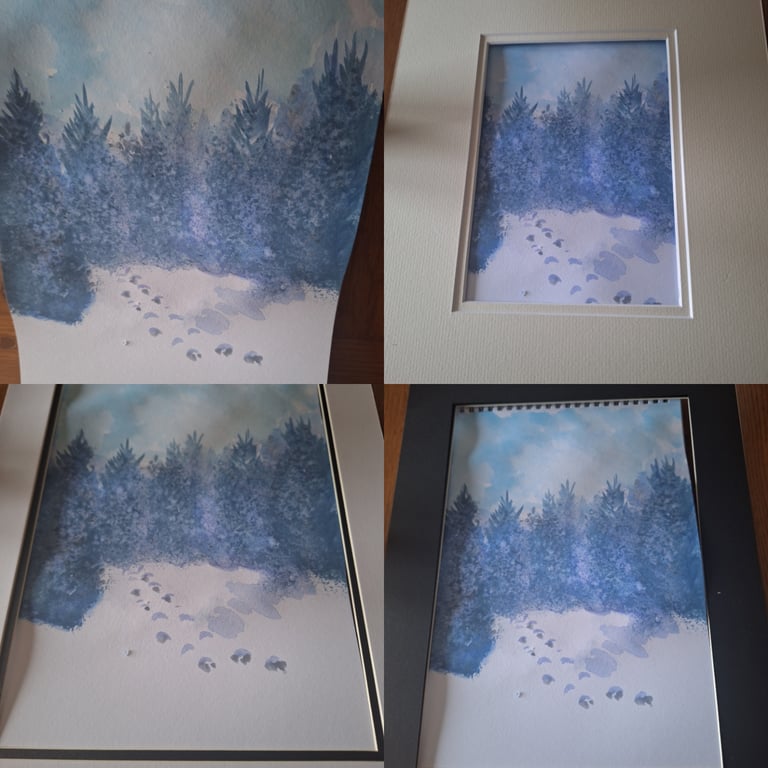 Snowy woodland blue purple wash 