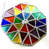 Rainbow Patchwork Octagon Suncatcher Stained Glass Handmade 004
