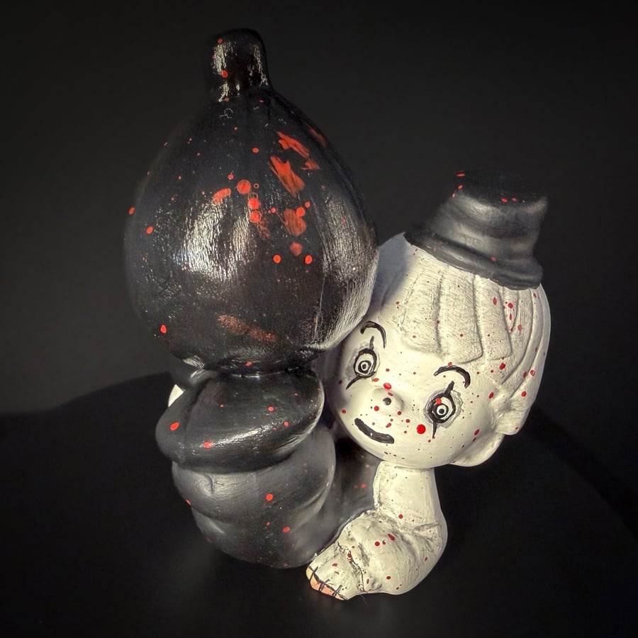 Unholy Upcycles 'Clown' Upcycled Figurine Hand Painted OOAK