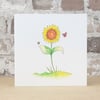Blank Greeting Card Sunflower Garden