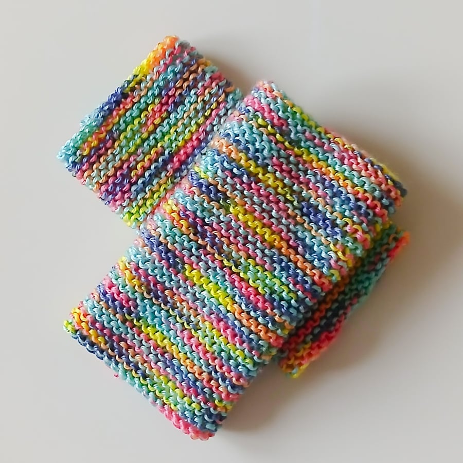 HAND KNIT Ladies Rainbow Brights Wrist Warmers