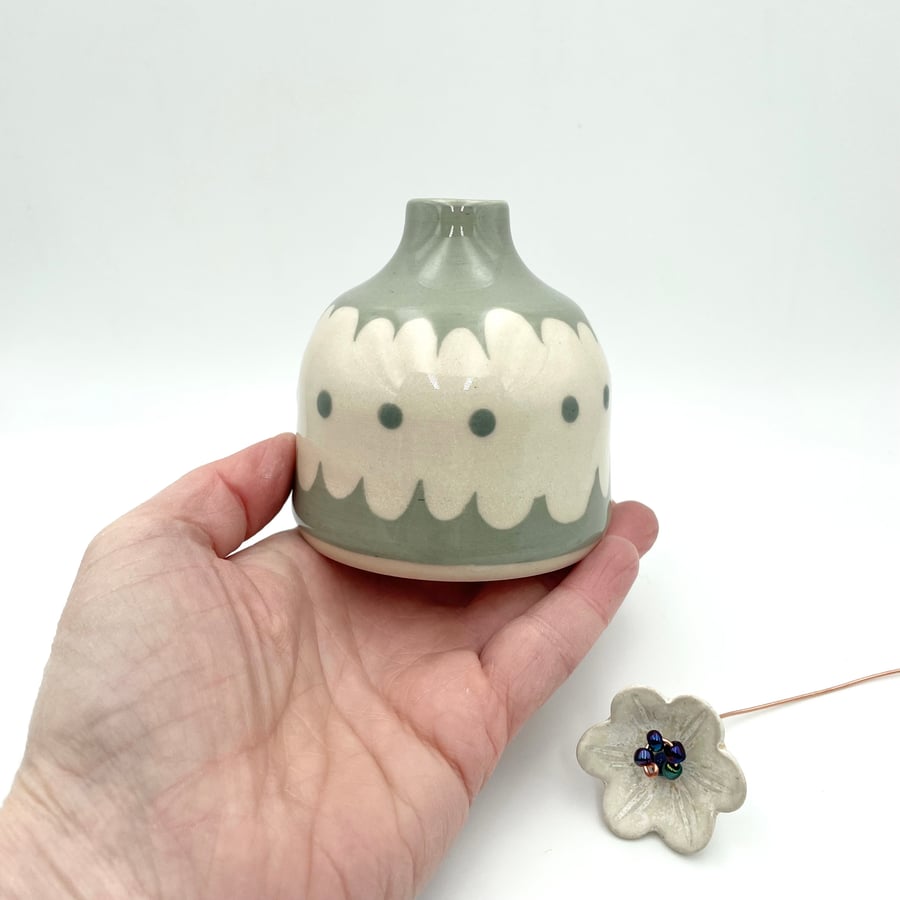 Unique Turquoise Flower Bud Vase Mothers Day Birthday - Handmade Pottery Gift