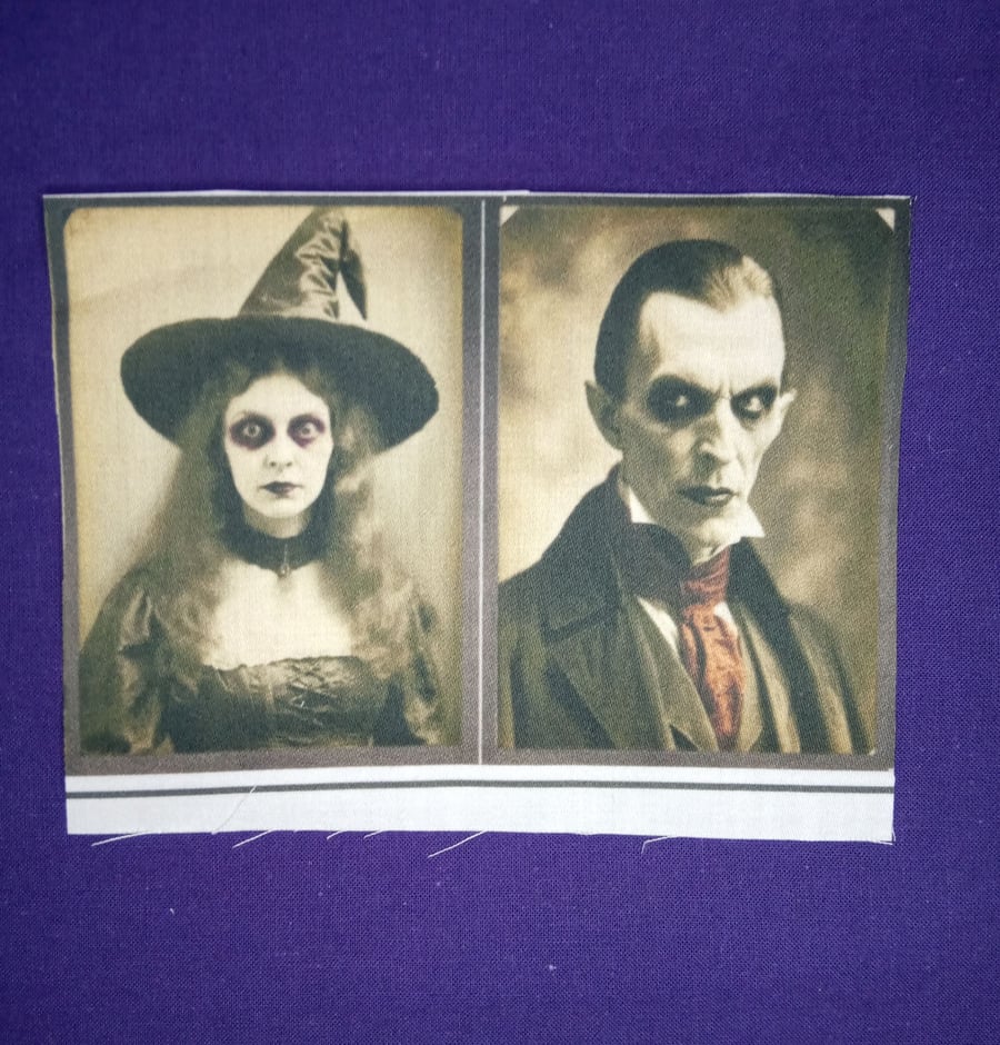 Fabric panel vampire and witch myth legend horror Halloween 2 iron on sew on