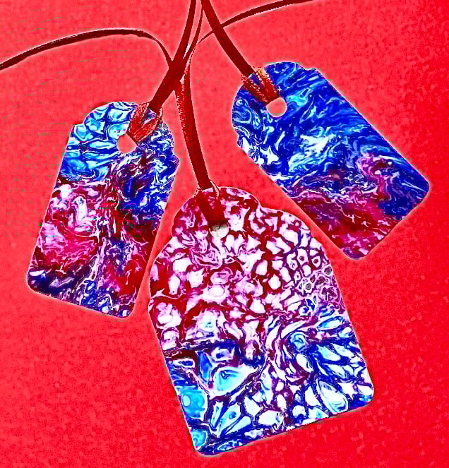 Funky hand painted gift tags (set of 3)