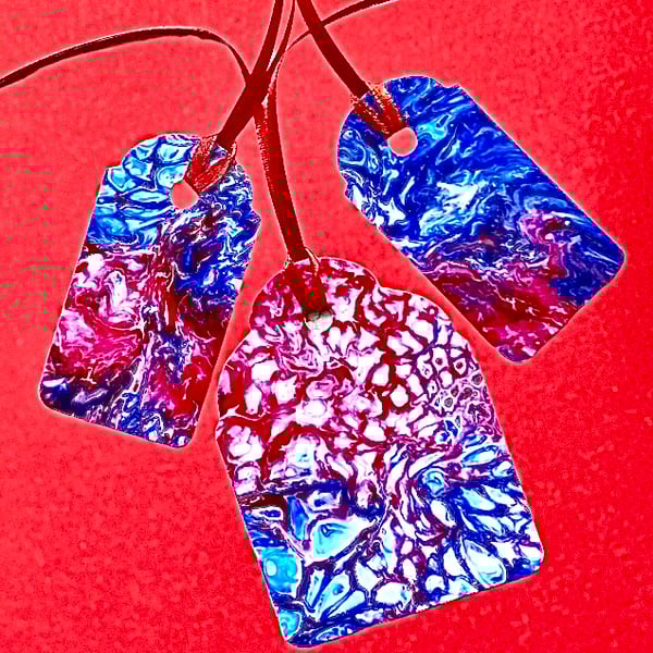 Funky hand painted gift tags (set of 3)