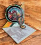 Stained Glass Dragon Castle Twisted Easel Card - Unique Fantasy Card