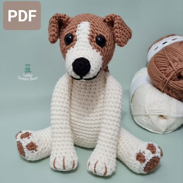 Jeremy the Jack Russell Crochet Pattern, Dog Amigurumi Pattern