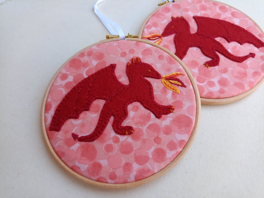 Embroidered hoop art - DRAGON
