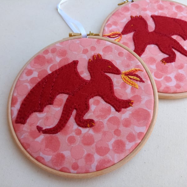 Embroidered hoop art - DRAGON