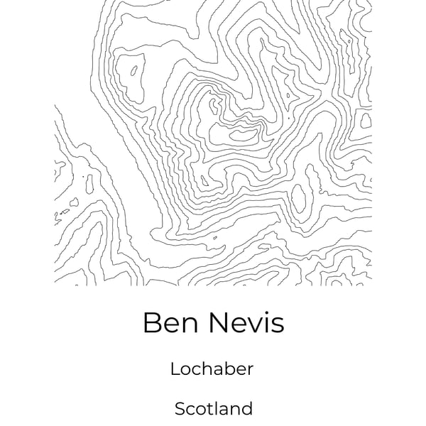 Ben Nevis Minimalistic Topographic Map Wall Art