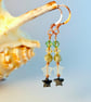 Star, Crystal, Peace Jade & Copper Earrings, Birthday, Anniversary, Gift For Her