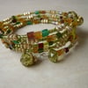 Green and Gold Memory Wire Bracelet