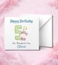Personalised 5th Birthday Card with Cute Hippo and Name, Custom Age Children